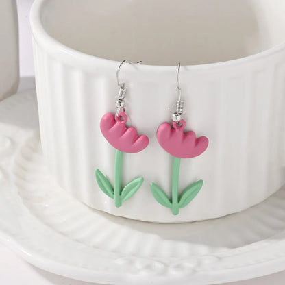 1 Pair IG Style Sweet Flower Alloy Drop Earrings