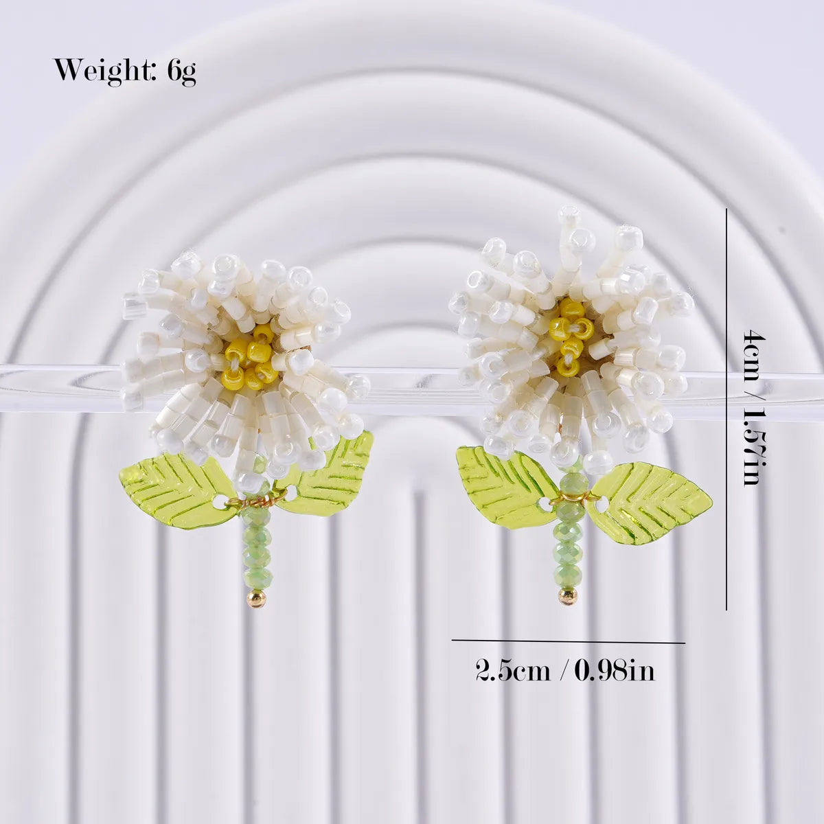 1 Pair IG Style Sweet Flower Beaded Arylic Glass Drop Earrings