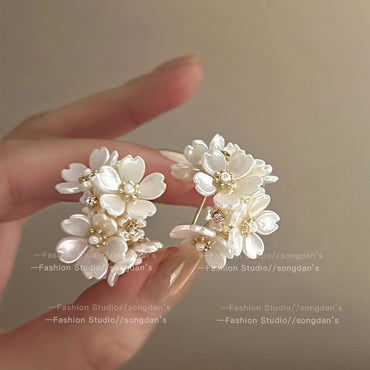 1 Pair IG Style Sweet Flower Bow Knot Inlay Alloy Artificial Pearls Rhinestones Ear Studs