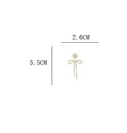1 Pair IG Style Sweet Flower Bow Knot Plating Chain Inlay Alloy Rhinestones Pearl Drop Earrings