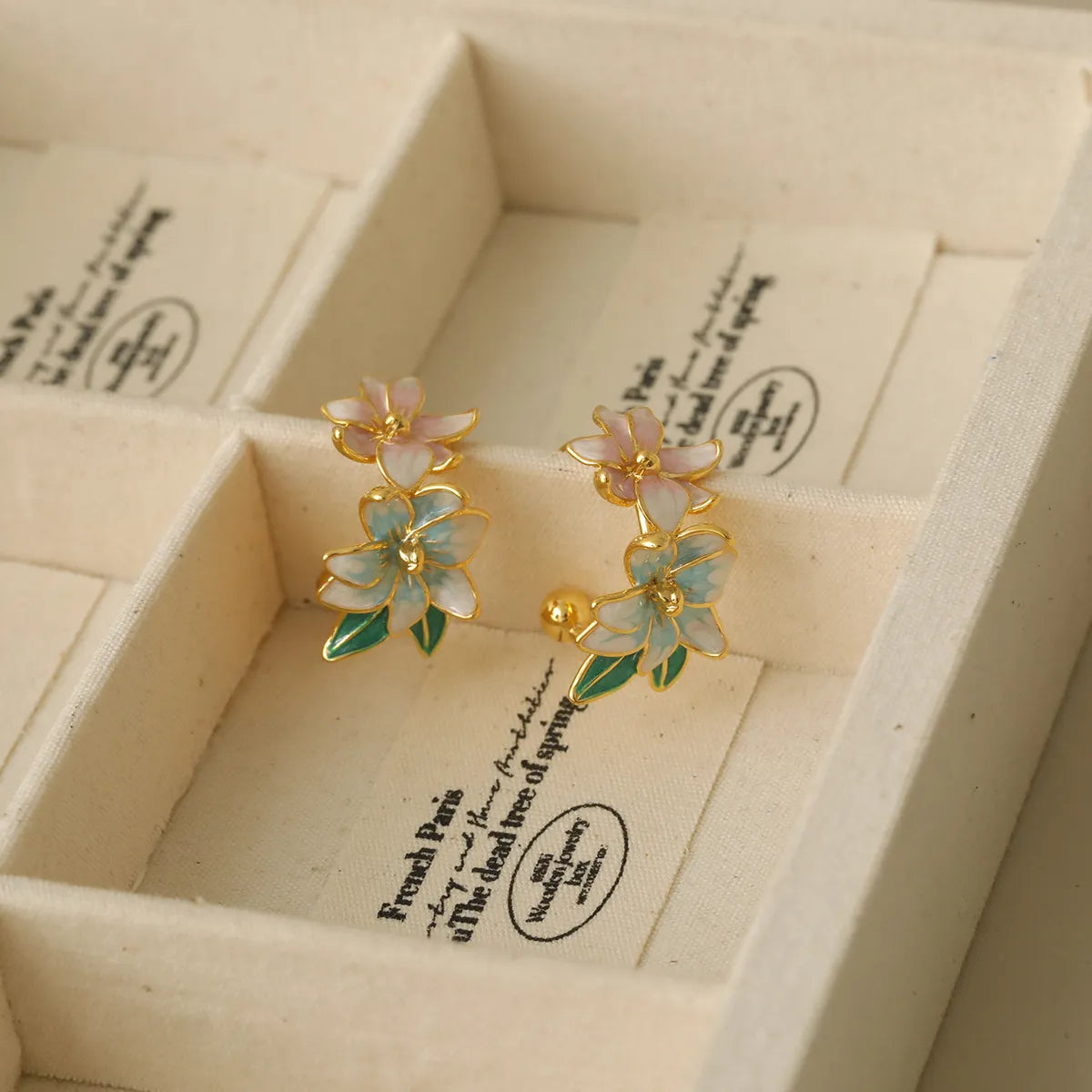 1 Pair IG Style Sweet Flower Enamel Copper 18K Gold Plated Ear Studs