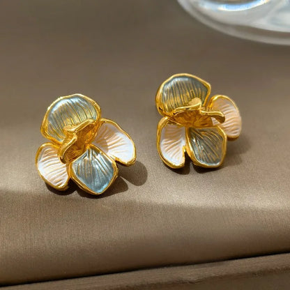 1 Pair IG Style Sweet Flower Enamel Copper K Gold Plated Ear Studs