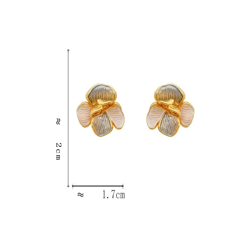 1 Pair IG Style Sweet Flower Enamel Copper K Gold Plated Ear Studs