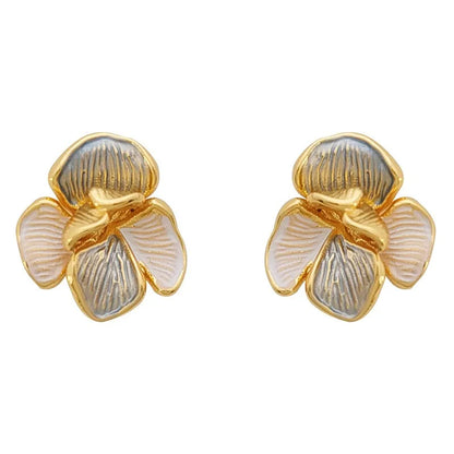 1 Pair IG Style Sweet Flower Enamel Copper K Gold Plated Ear Studs