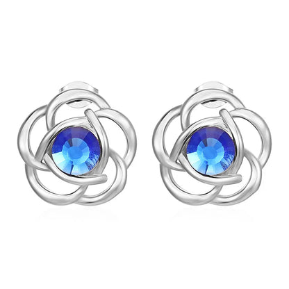 1 Pair IG Style Sweet Flower Hollow Out Inlay 304 Stainless Steel Zircon Ear Studs