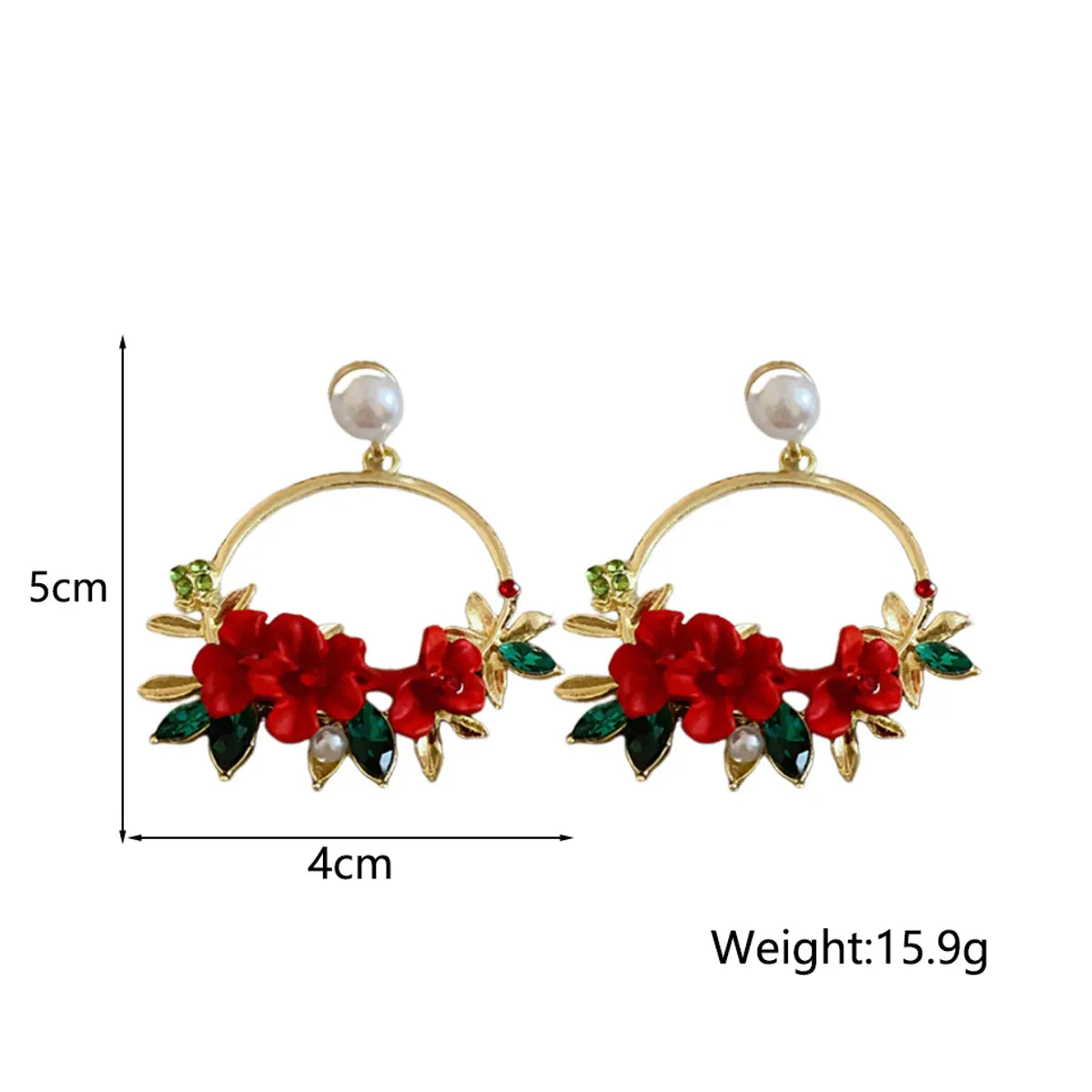 1 Pair IG Style Sweet Flower Inlay Alloy Imitation Pearl Rhinestones Drop Earrings