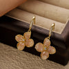 1 Pair IG Style Sweet Flower Inlay Copper Crystal Zircon 14K Gold Plated Drop Earrings