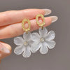 1 Pair IG Style Sweet Flower Petal Butterfly Beaded Tassel Inlay Alloy Rhinestones Drop Earrings