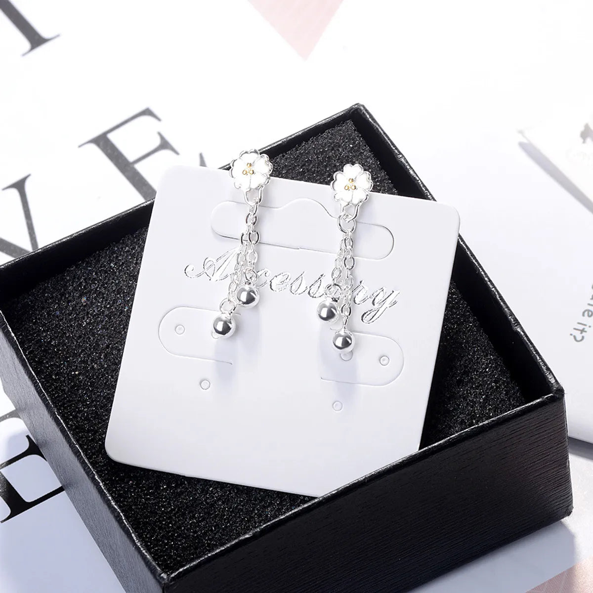 1 Pair Ig Style Sweet Flower Plating Chain Copper Drop Earrings