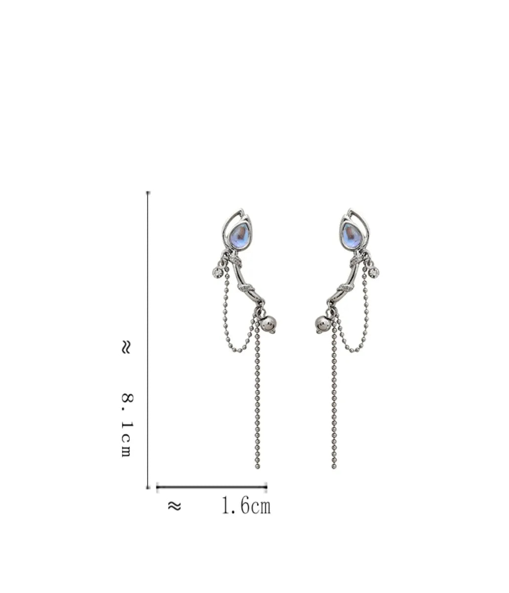 1 Pair Ig Style Sweet Flower Plating Chain Inlay Alloy Gem Glass Drop Earrings