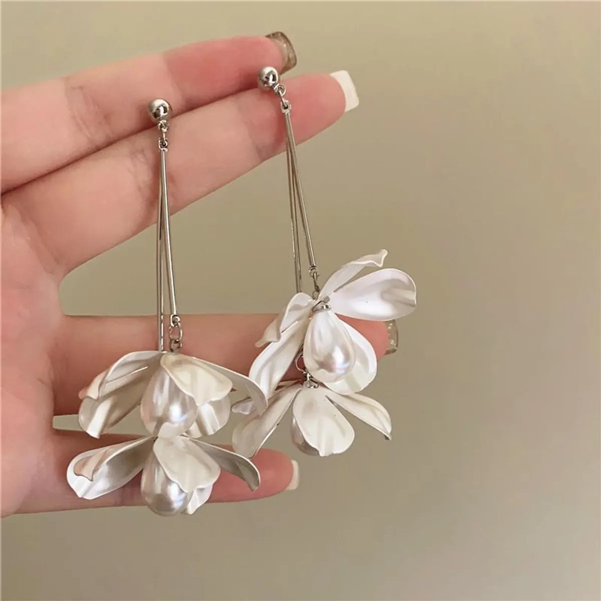 1 Pair Ig Style Sweet Flower Plating Inlay Copper Pearl Drop Earrings