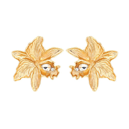 1 Pair IG Style Sweet Flower Plating Inlay Zinc Alloy Rhinestones Ear Studs