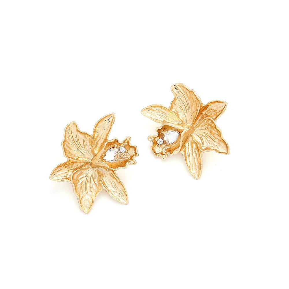 1 Pair IG Style Sweet Flower Plating Inlay Zinc Alloy Rhinestones Ear Studs