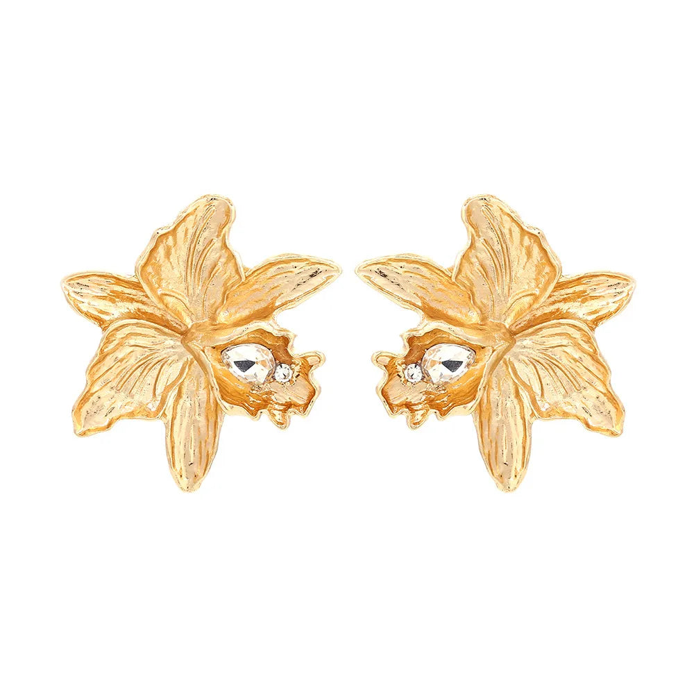 1 Pair IG Style Sweet Flower Plating Inlay Zinc Alloy Rhinestones Ear Studs