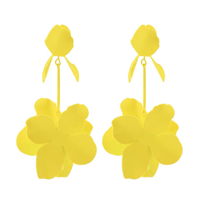 1 Pair IG Style Sweet Flower Spray Paint Stoving Varnish Iron Drop Earrings