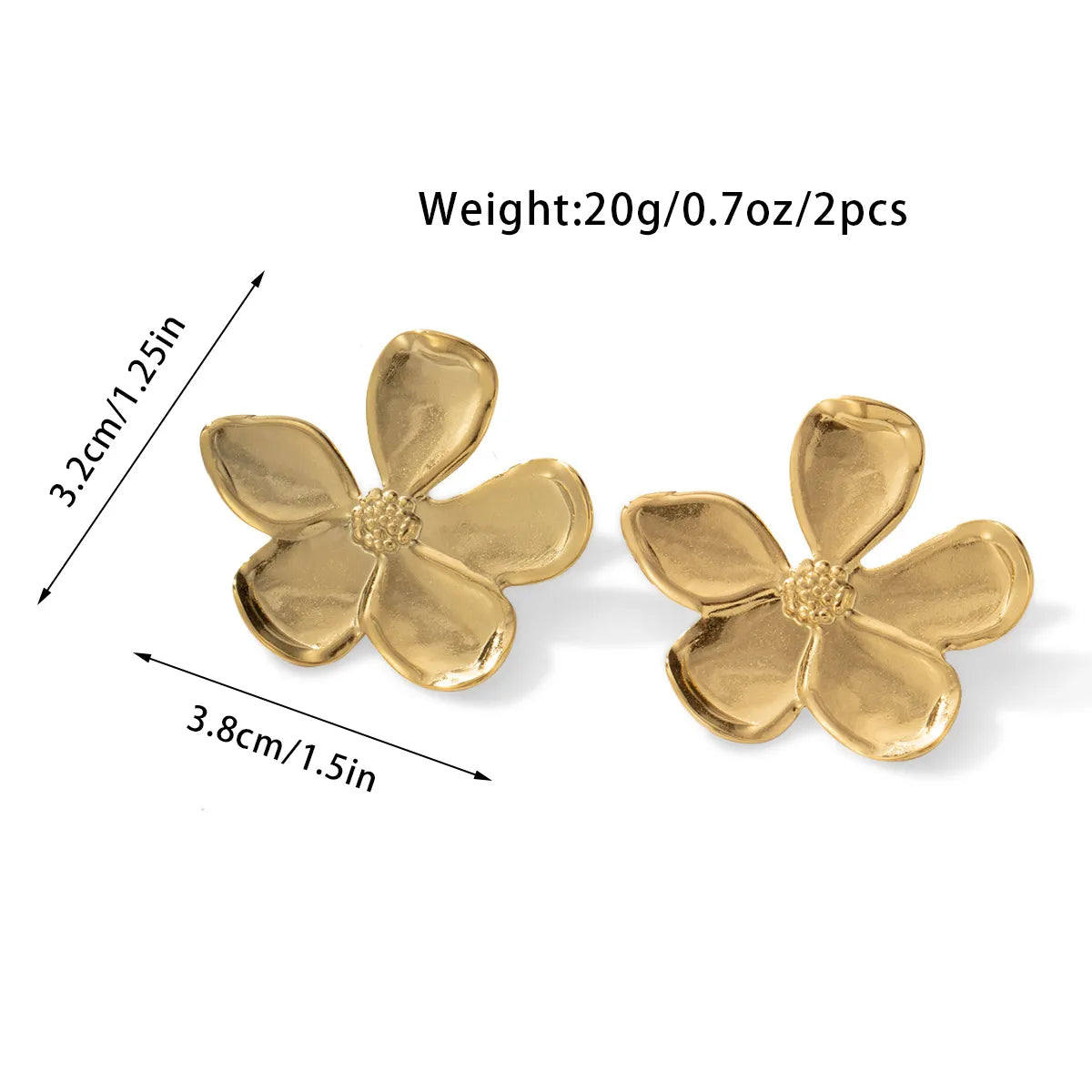 1 Pair IG Style Sweet Flower Titanium Steel Gold Plated Ear Studs