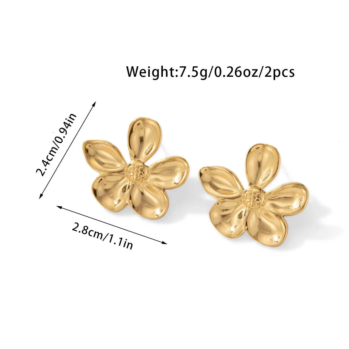 1 Pair IG Style Sweet Flower Titanium Steel Gold Plated Ear Studs