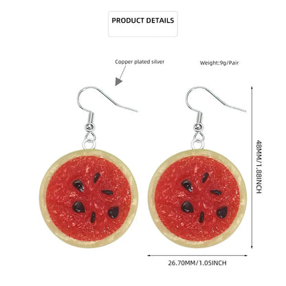 1 Pair IG Style Sweet Fruit Plastic Resin Silver Plated Drop Earrings