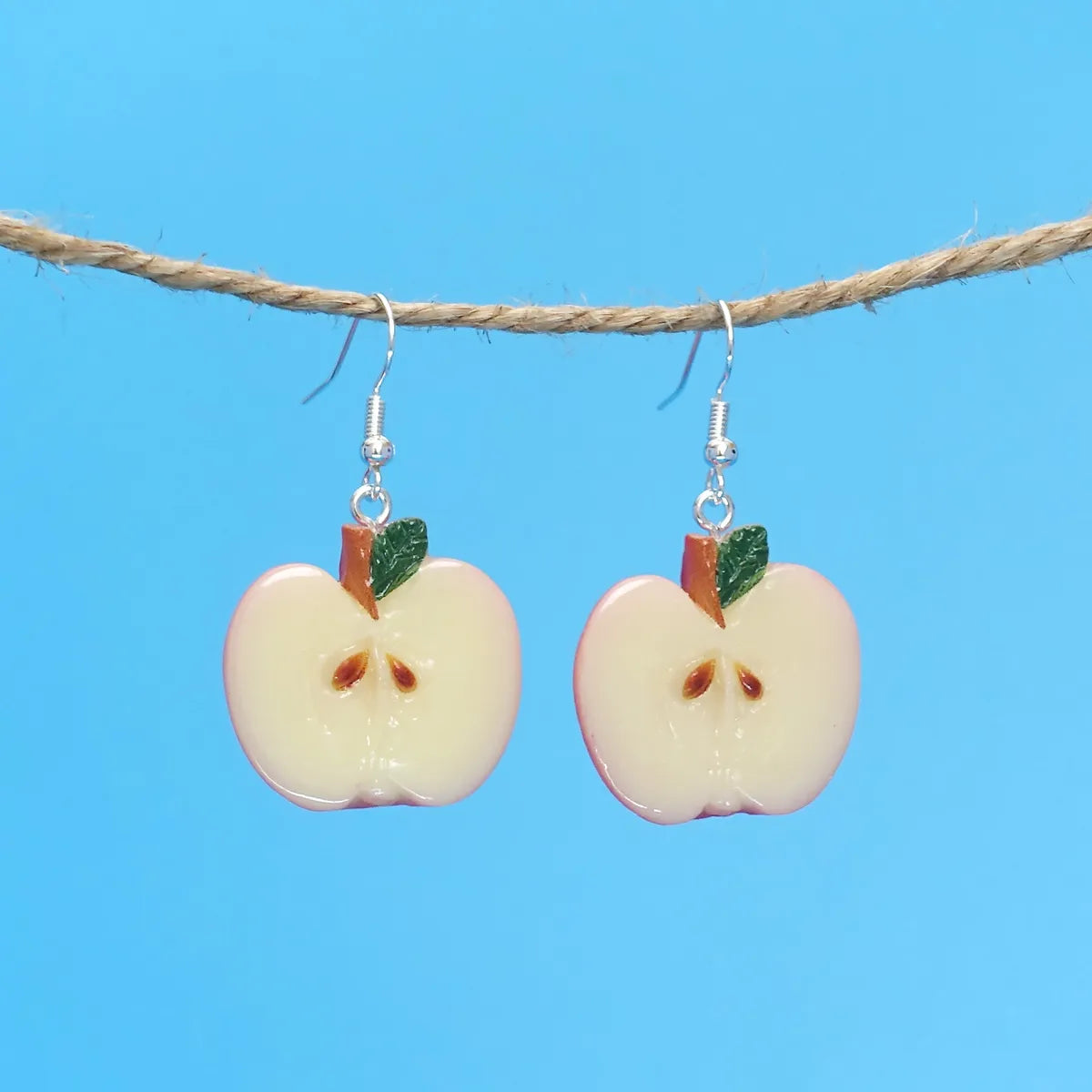 1 Pair IG Style Sweet Fruit Plastic Resin Silver Plated Drop Earrings