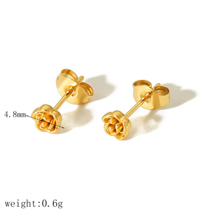 1 Pair IG Style Sweet Heart Shape Bow Knot Inlay 304 Stainless Steel Zircon 18K Gold Plated Ear Studs