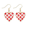 1 Pair IG Style Sweet Heart Shape Enamel Inlay Alloy Rhinestones Pearl Drop Earrings