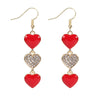 1 Pair IG Style Sweet Heart Shape Enamel Inlay Alloy Rhinestones Pearl Drop Earrings