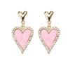 1 Pair IG Style Sweet Heart Shape Enamel Inlay Alloy Rhinestones Pearl Drop Earrings