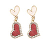 1 Pair IG Style Sweet Heart Shape Enamel Inlay Alloy Rhinestones Pearl Drop Earrings