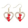 1 Pair IG Style Sweet Heart Shape Enamel Inlay Alloy Rhinestones Pearl Drop Earrings