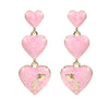 1 Pair IG Style Sweet Heart Shape Enamel Inlay Alloy Rhinestones Pearl Drop Earrings