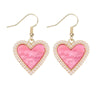 1 Pair IG Style Sweet Heart Shape Enamel Inlay Alloy Rhinestones Pearl Drop Earrings