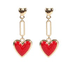 1 Pair IG Style Sweet Heart Shape Enamel Inlay Alloy Rhinestones Pearl Drop Earrings