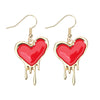 1 Pair IG Style Sweet Heart Shape Enamel Inlay Alloy Rhinestones Pearl Drop Earrings