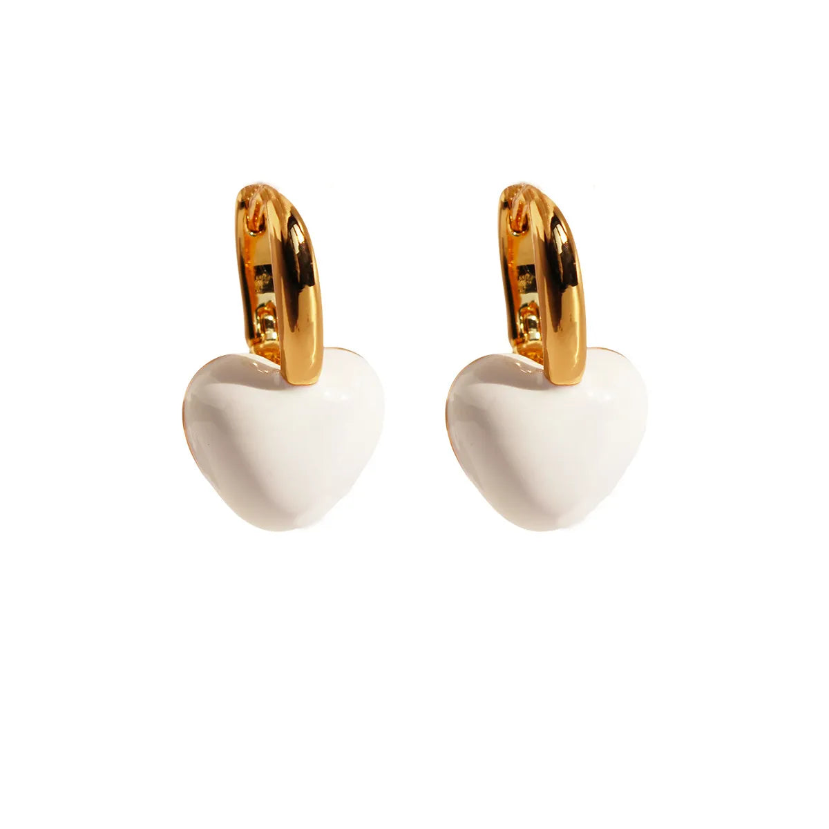 1 Pair IG Style Sweet Heart Shape Enamel Plating Brass 18K Gold Plated Drop Earrings