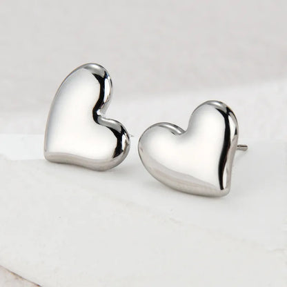 1 Pair IG Style Sweet Heart Shape Inlay 304 Stainless Steel Shell Zircon 18K Gold Plated Ear Studs