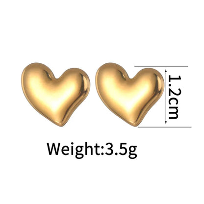 1 Pair IG Style Sweet Heart Shape Inlay 304 Stainless Steel Shell Zircon 18K Gold Plated Ear Studs