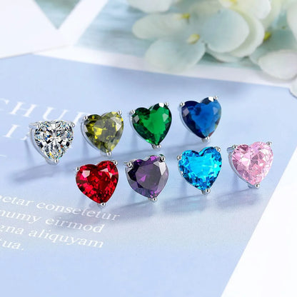 1 Pair IG Style Sweet Heart Shape Inlay Copper Zircon Rose Gold Plated White Gold Plated Ear Studs