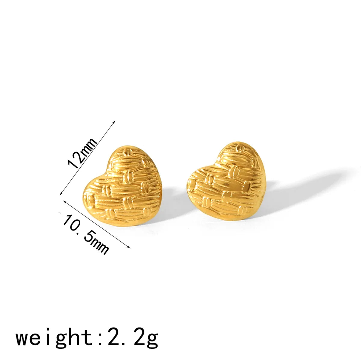 1 Pair IG Style Sweet Heart Shape Polishing Plating 304 Stainless Steel 18K Gold Plated Ear Studs