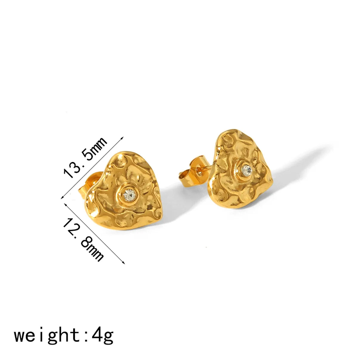 1 Pair IG Style Sweet Heart Shape Polishing Plating 304 Stainless Steel 18K Gold Plated Ear Studs