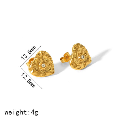 1 Pair IG Style Sweet Heart Shape Polishing Plating 304 Stainless Steel 18K Gold Plated Ear Studs