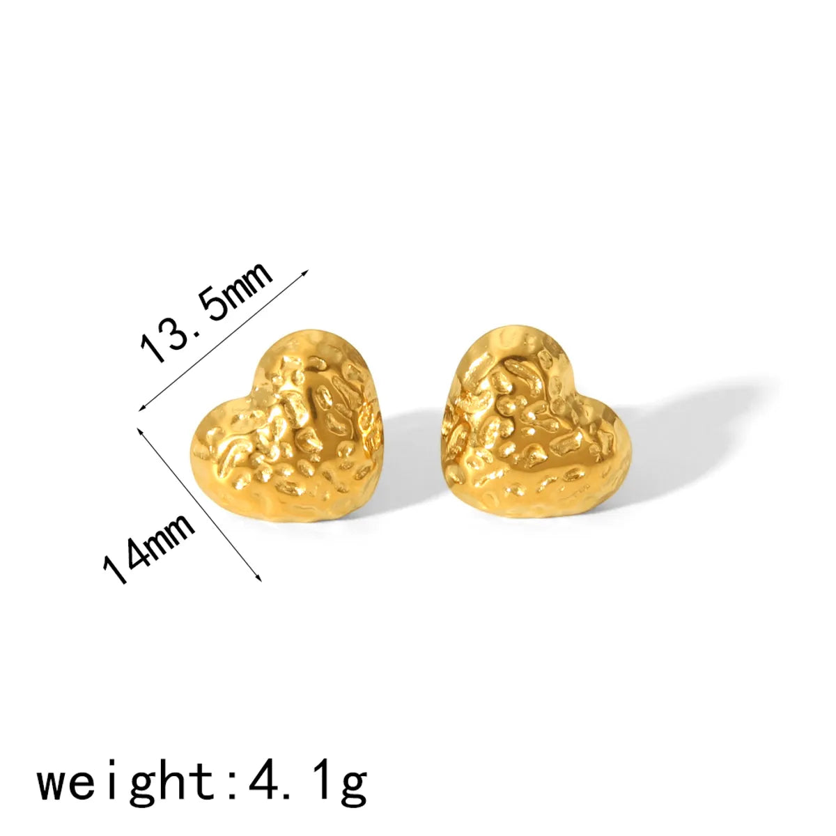 1 Pair IG Style Sweet Heart Shape Polishing Plating 304 Stainless Steel 18K Gold Plated Ear Studs