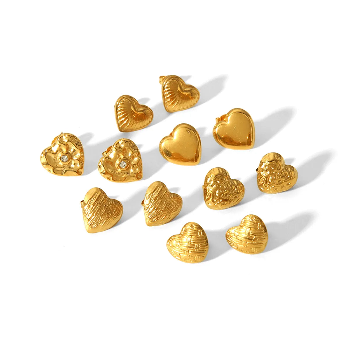 1 Pair IG Style Sweet Heart Shape Polishing Plating 304 Stainless Steel 18K Gold Plated Ear Studs