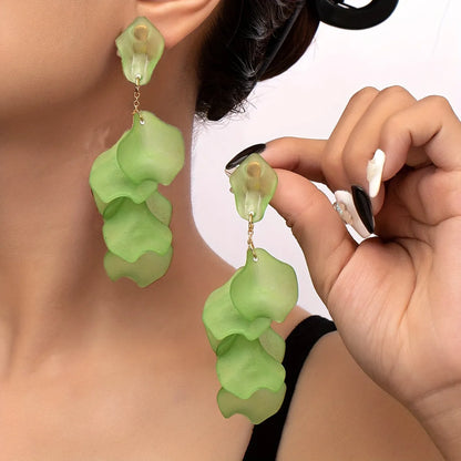 1 Pair IG Style Sweet Petal Plastic Drop Earrings