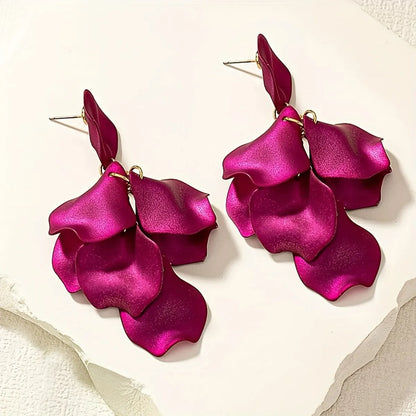 1 Pair IG Style Sweet Petal Plastic Drop Earrings