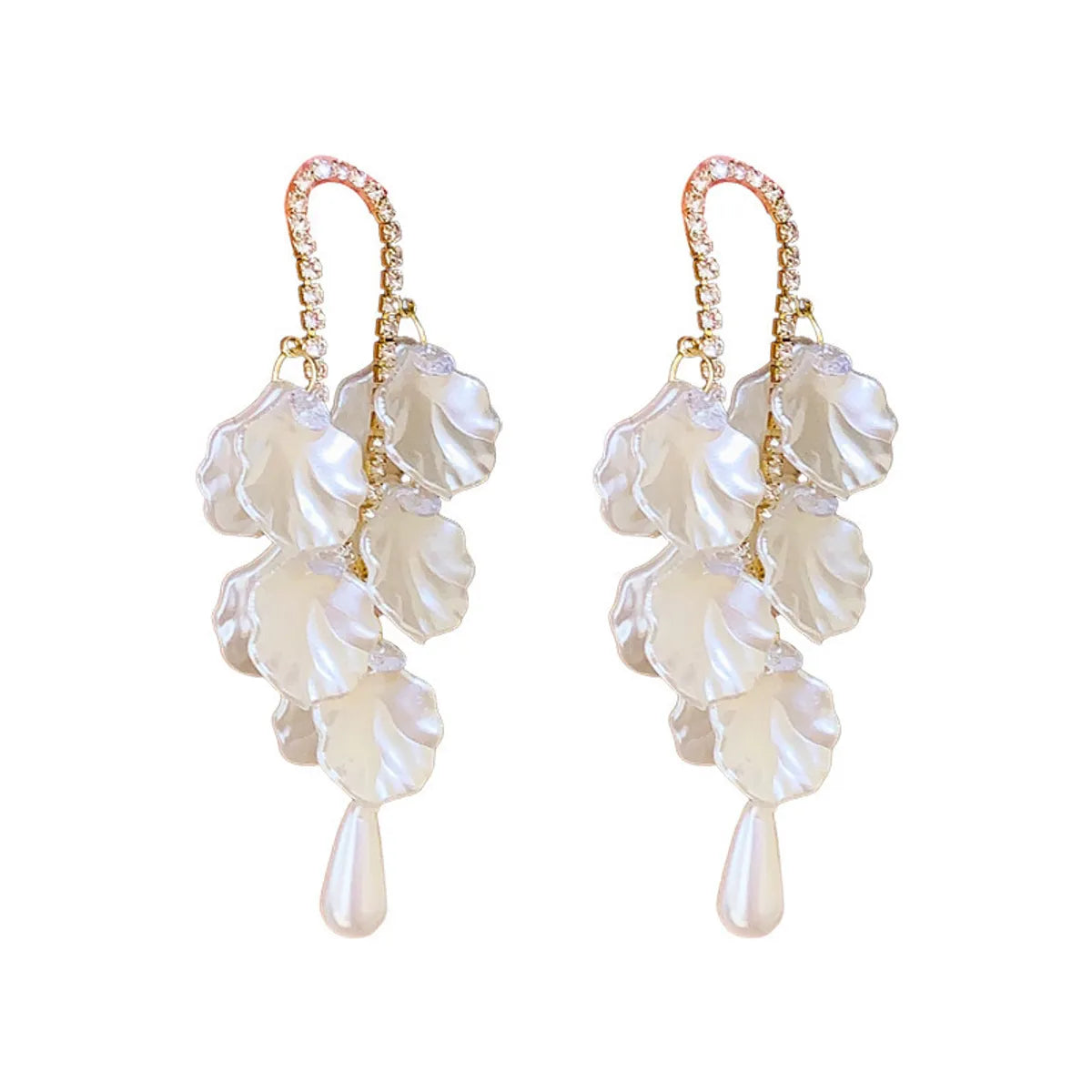 1 Pair Ig Style Sweet Petal Plating Inlay Alloy Rhinestones Drop Earrings