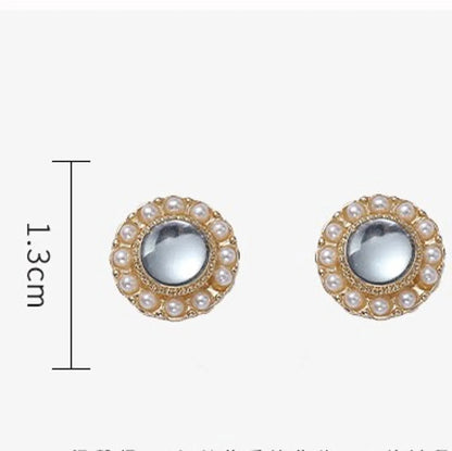 1 Pair IG Style Sweet Round Inlay Alloy Rhinestones Ear Cuffs Ear Studs