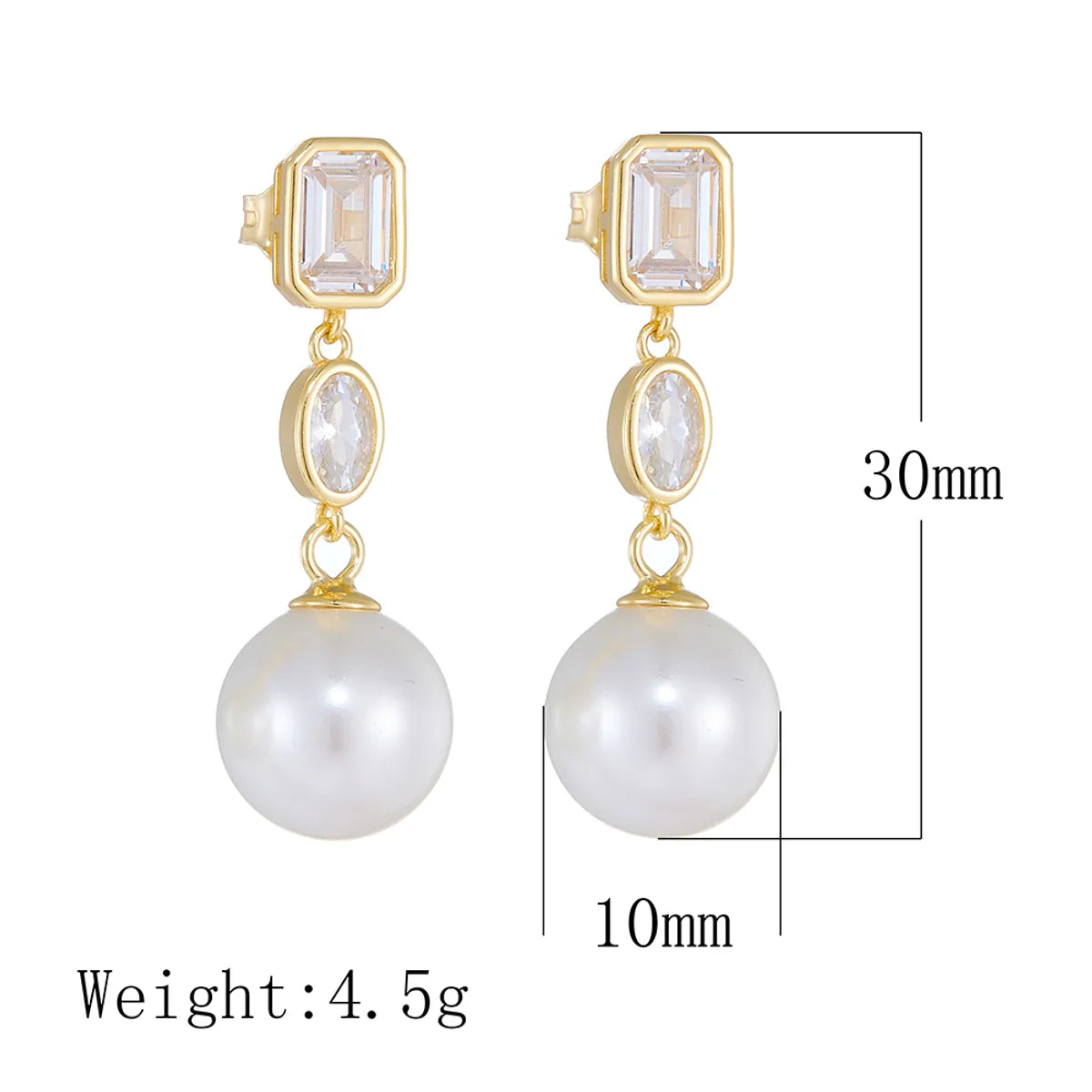 1 Pair Ig Style Sweet Round Square Oval Plating Inlay Sterling Silver Pearl Zircon 14k Gold Plated Rhodium Plated Drop Earrings