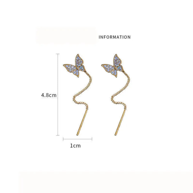 1 Pair IG Style Sweet Simple Style Butterfly Inlay Alloy Rhinestones Drop Earrings