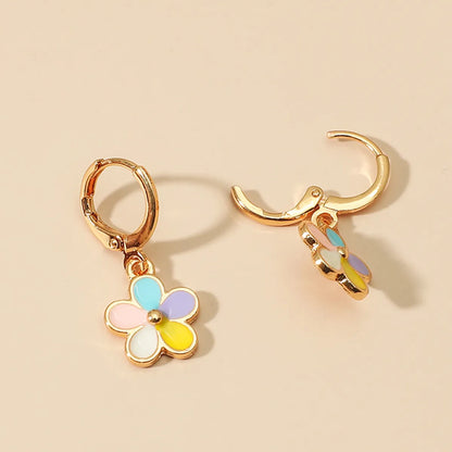 1 Pair IG Style Sweet Simple Style Flower Daisy Enamel Zinc Alloy K Gold Plated Drop Earrings