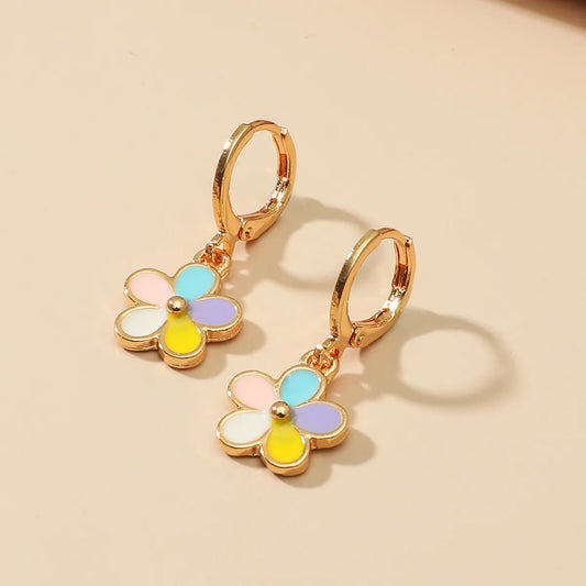 1 Pair IG Style Sweet Simple Style Flower Daisy Enamel Zinc Alloy K Gold Plated Drop Earrings